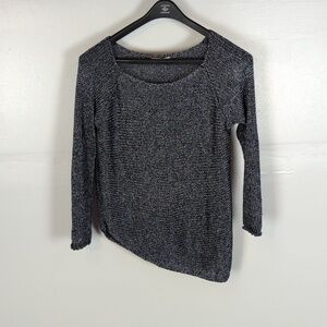 Zara Knit Metallic Asymmetrical Tunic Sweater